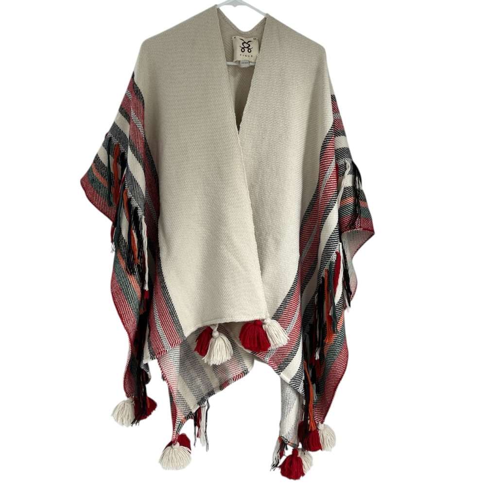 Figue Alpaca Wool Shawl Cape with Tassels and Fringe